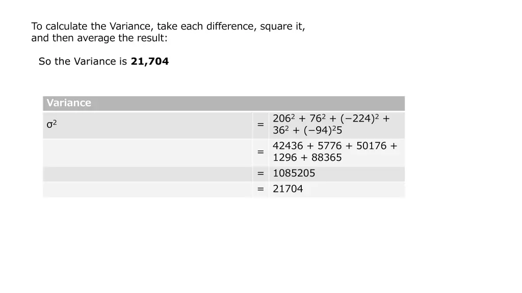 to calculate the variance take each difference