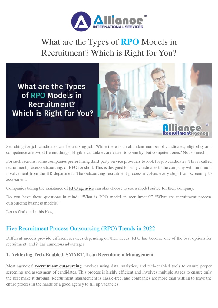 what are the types of rpo models in recruitment