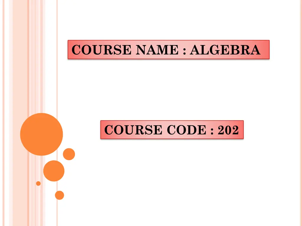 course name algebra