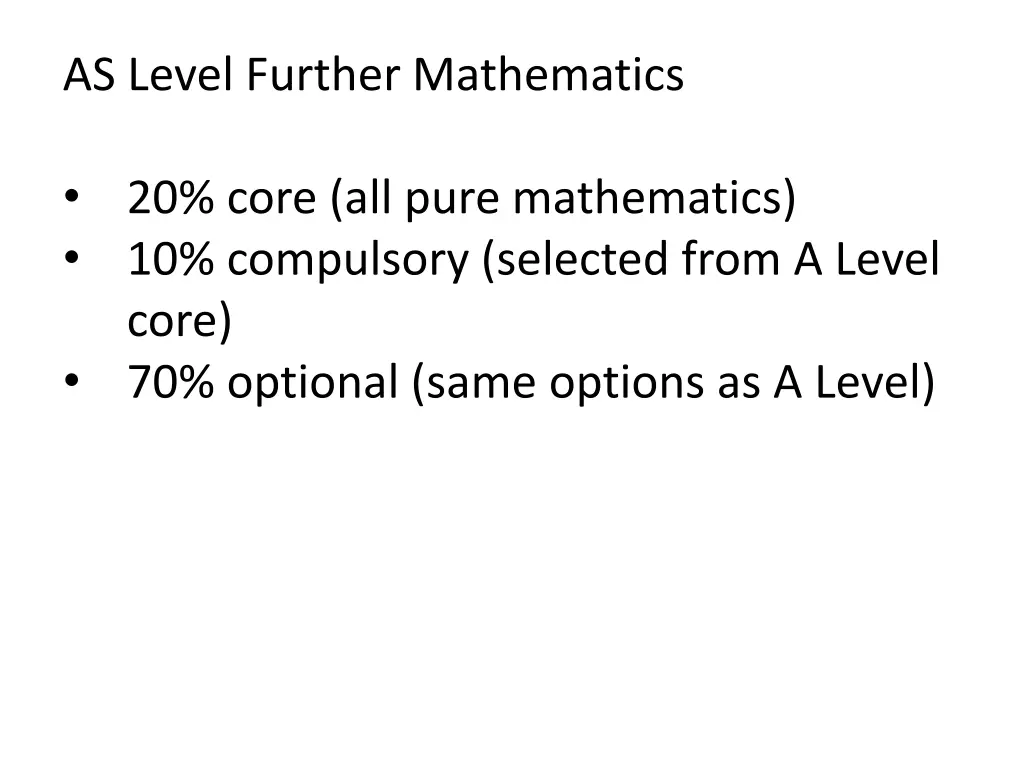 as level further mathematics