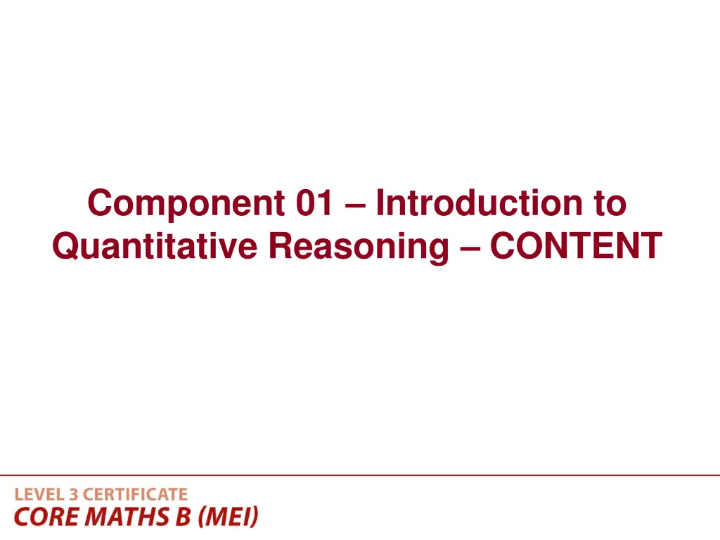 component 01 introduction to quantitative