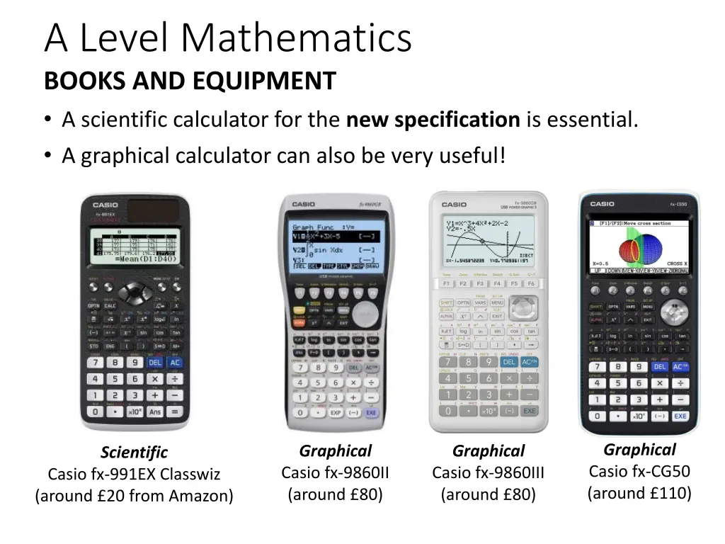 a level mathematics books and equipment