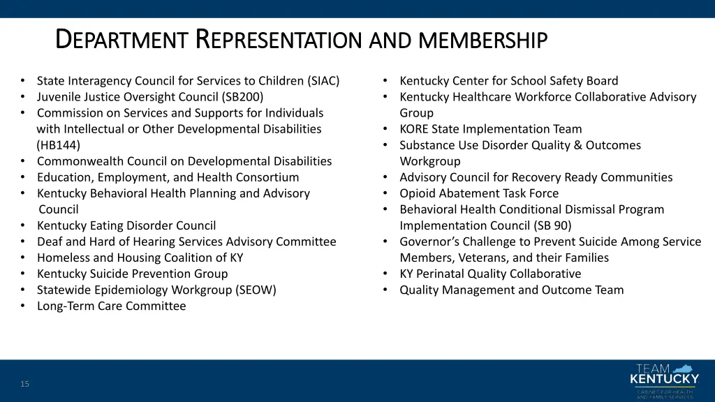 d d epartment epartment r r epresentation