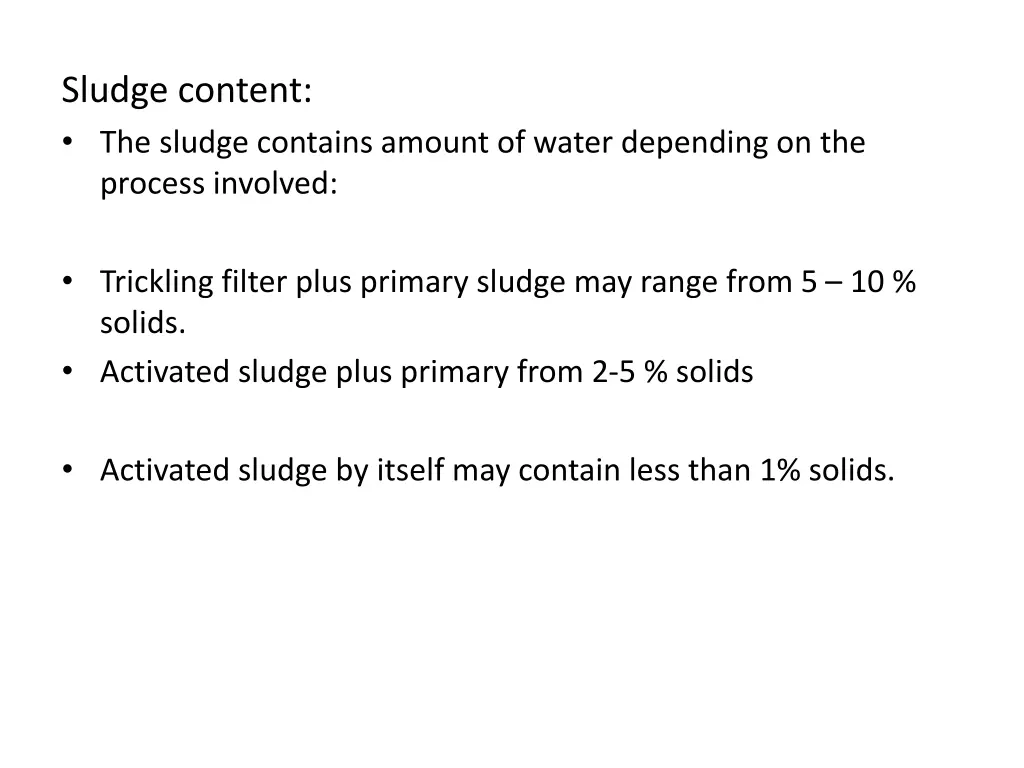 sludge content the sludge contains amount