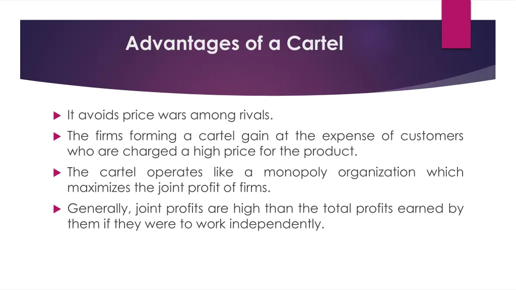 advantages of a cartel