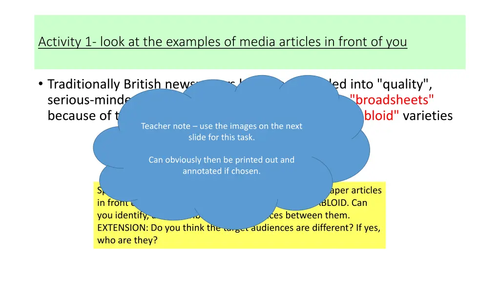 activity 1 look at the examples of media articles