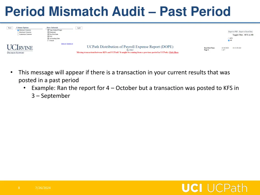 period mismatch audit past period