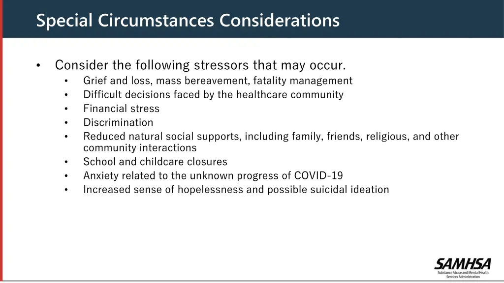 special circumstances considerations