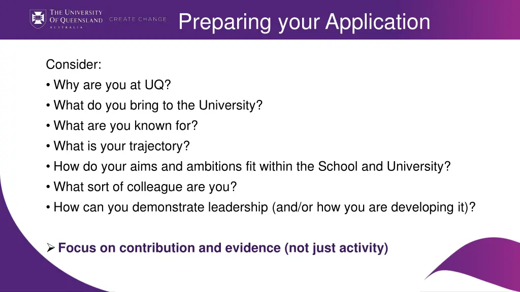 preparing your application