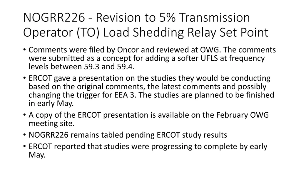 nogrr226 revision to 5 transmission operator