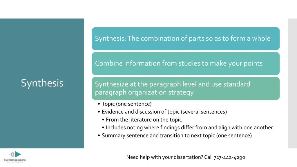 synthesis the combination of parts so as to form