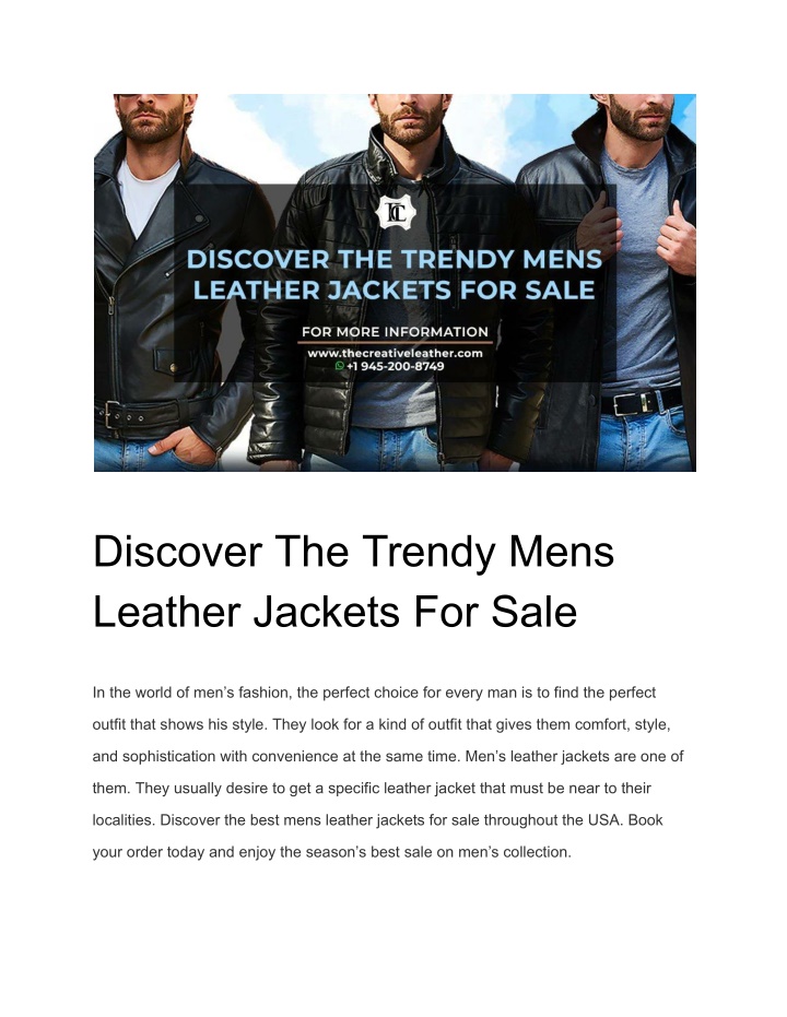 discover the trendy mens leather jackets for sale