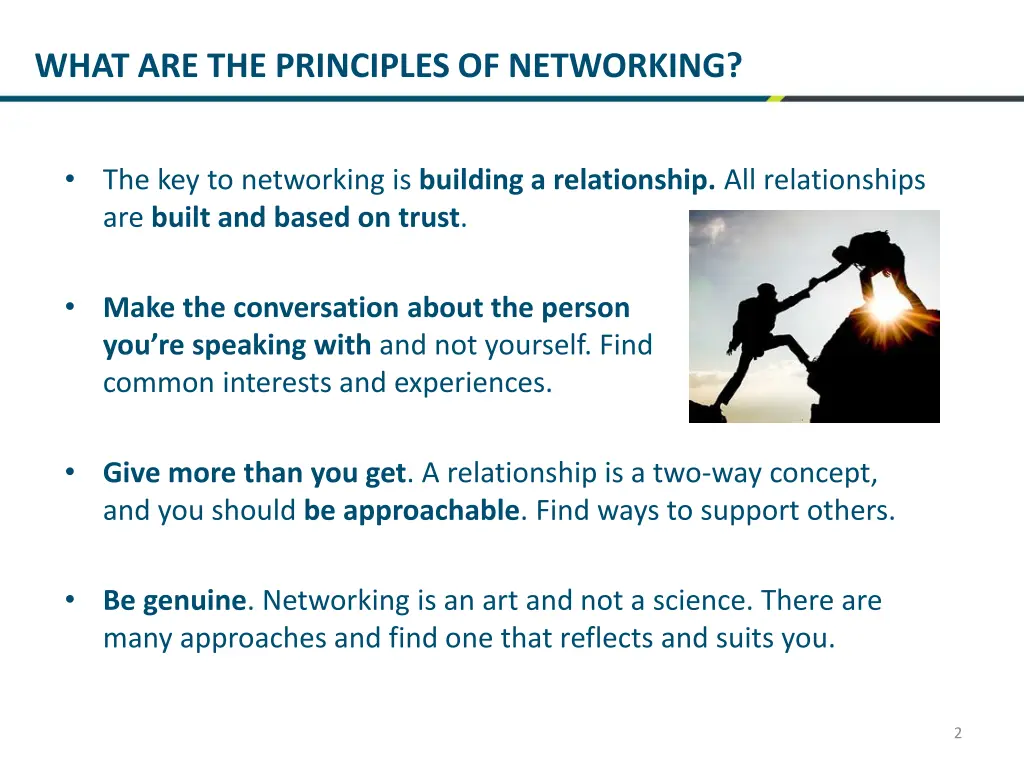 what are the principles of networking