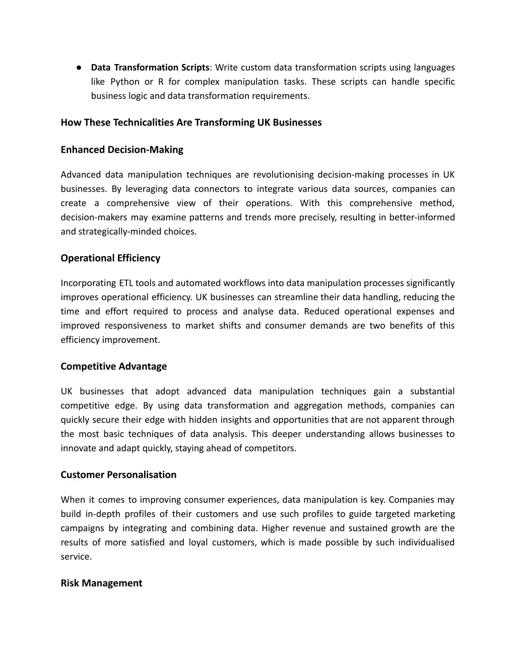 data transformation scripts write custom data