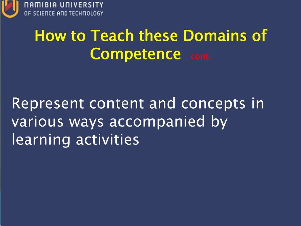 how to teach these domains of competence