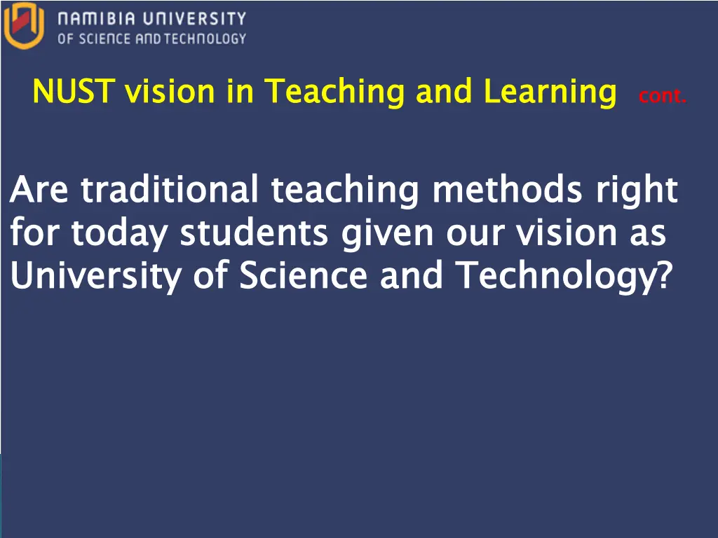 nust vision in teaching and learning 1