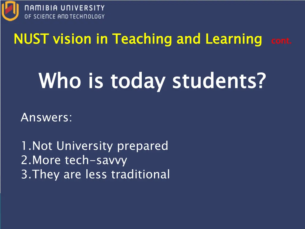 nust vision in teaching and learning 2