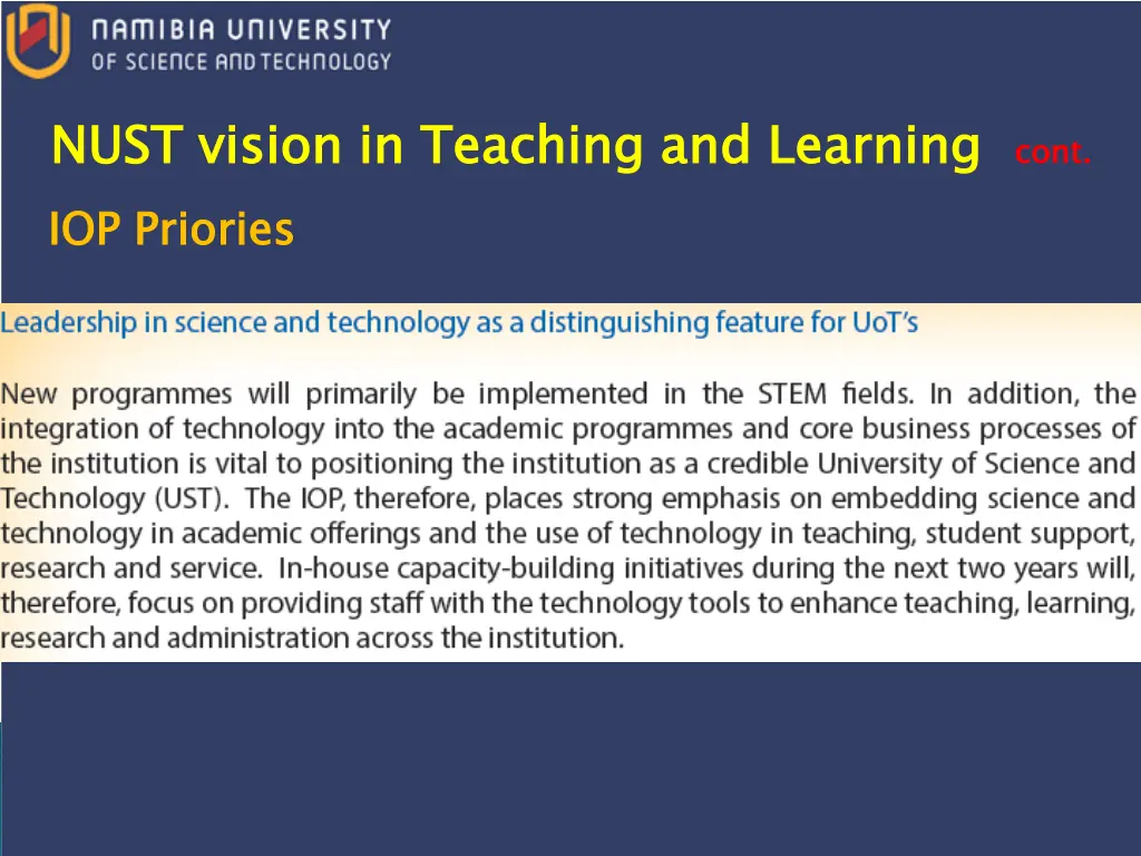 nust vision in teaching and learning iop priories 1