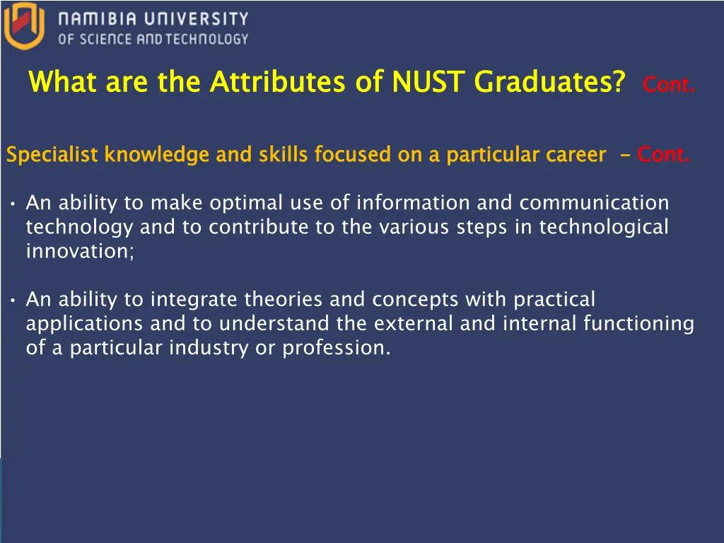 what are the attributes of nust graduates 2