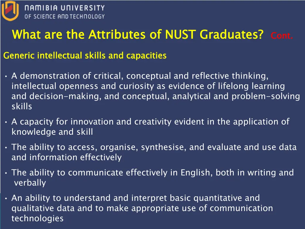 what are the attributes of nust graduates 3