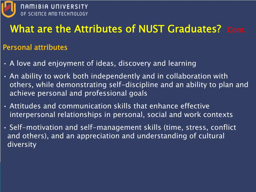 what are the attributes of nust graduates 4