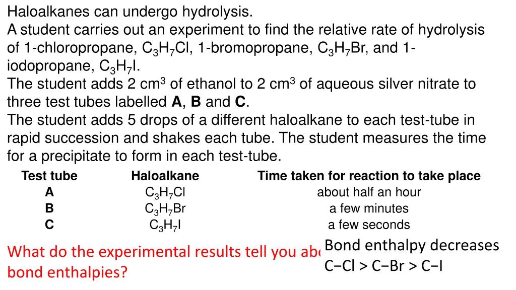 haloalkanes can undergo hydrolysis a student 1