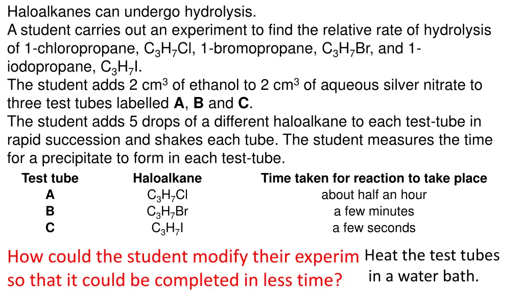 haloalkanes can undergo hydrolysis a student 2