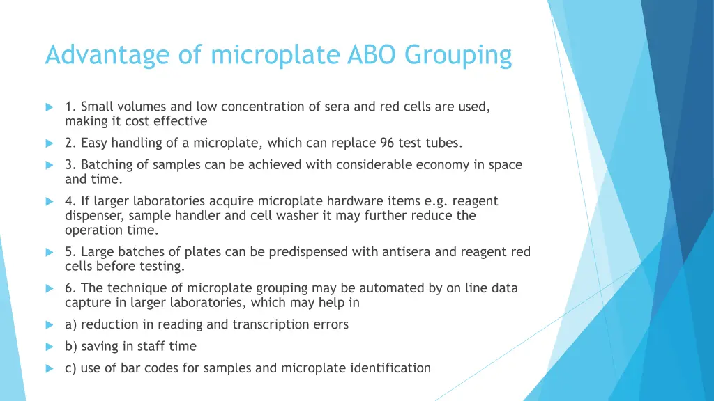 advantage of microplate abo grouping