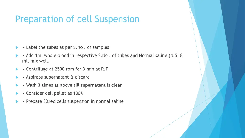 preparation of cell suspension