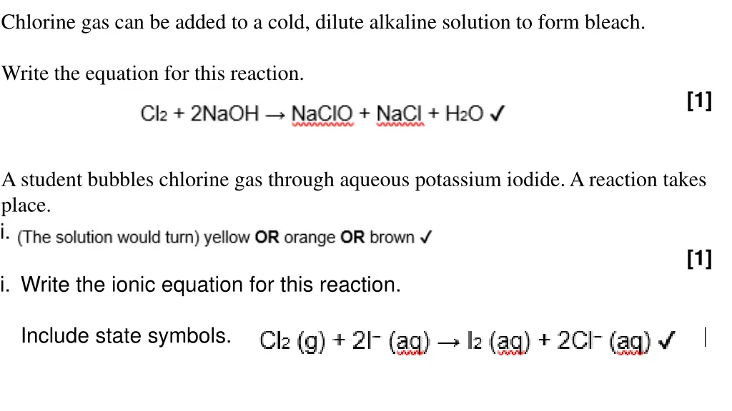 chlorine gas can be added to a cold dilute