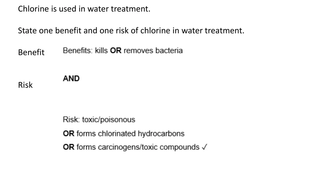 chlorine is used in water treatment