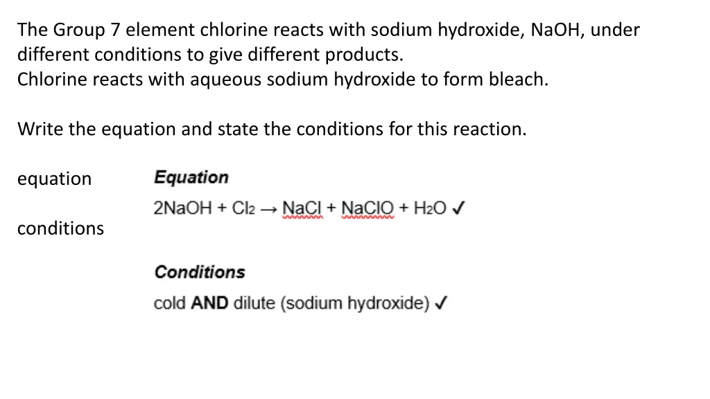 the group 7 element chlorine reacts with sodium