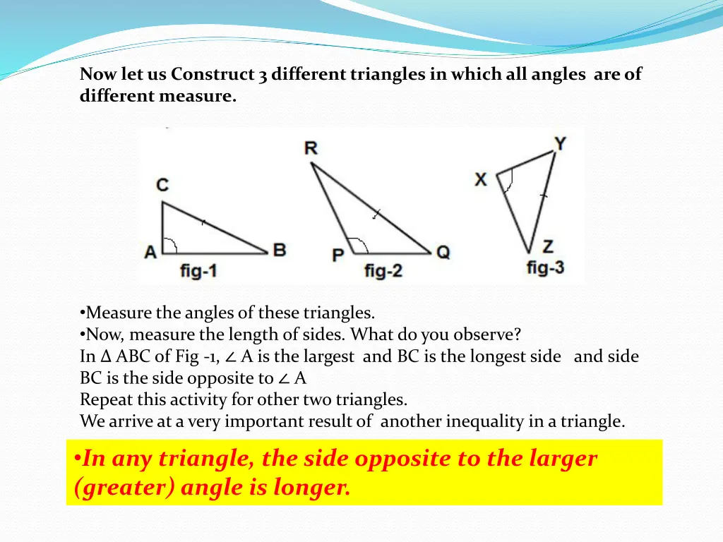 now let us construct 3 different triangles