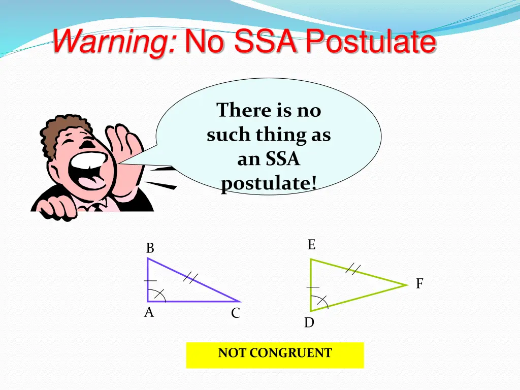 warning no ssa postulate