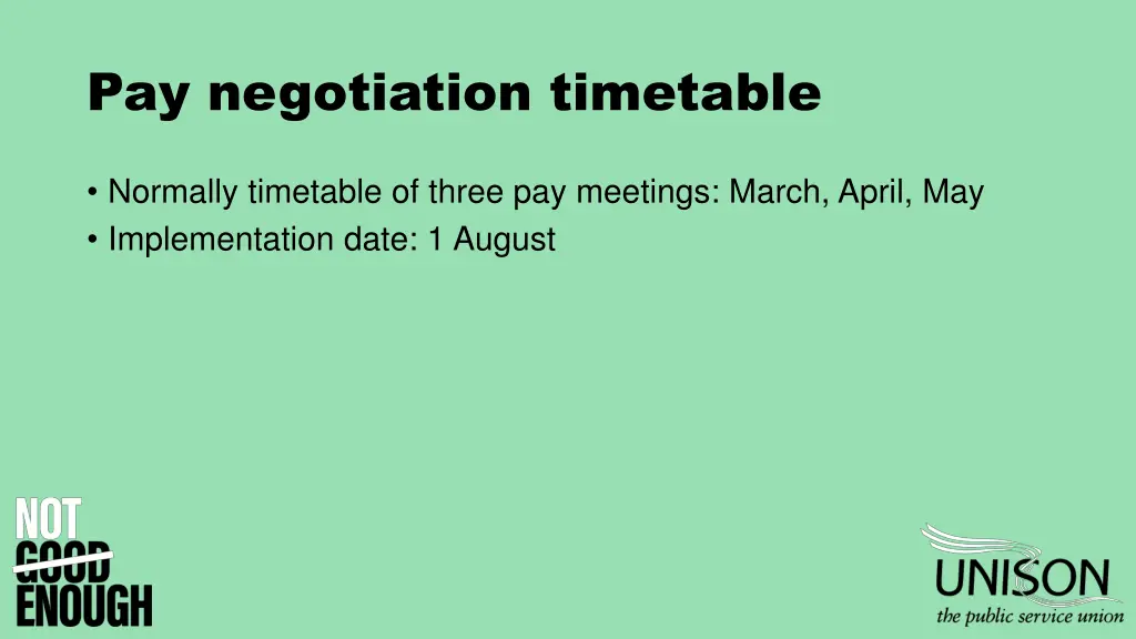 pay negotiation timetable