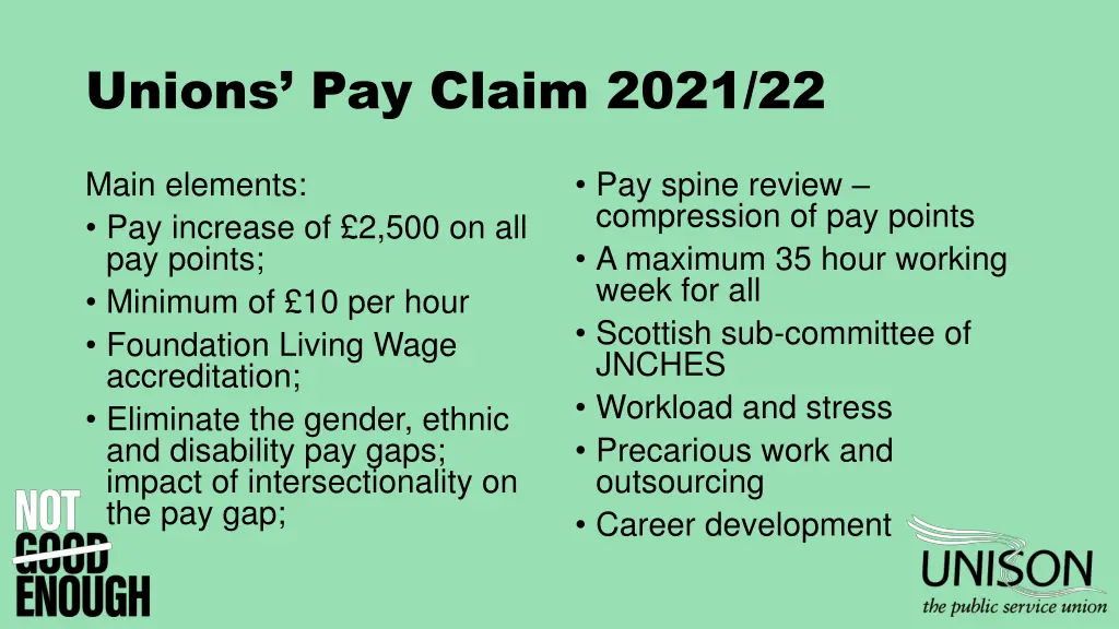 unions pay claim 2021 22