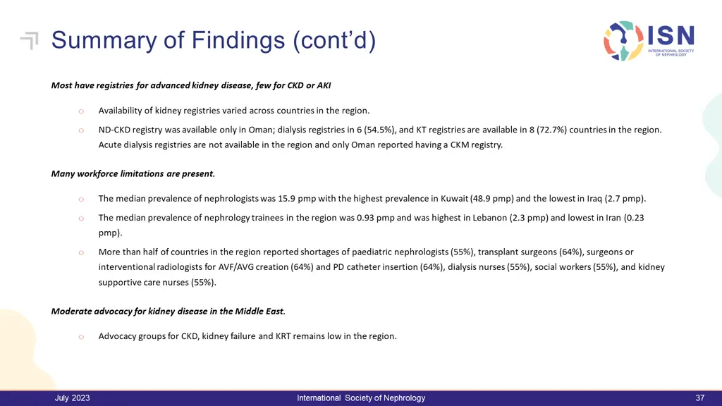 summary of findings cont d