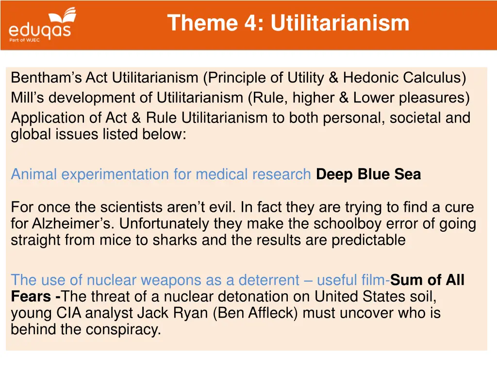 theme 4 utilitarianism