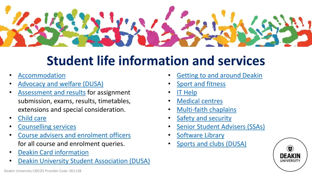 student life information and services