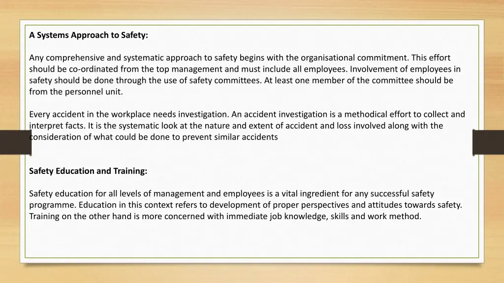 a systems approach to safety