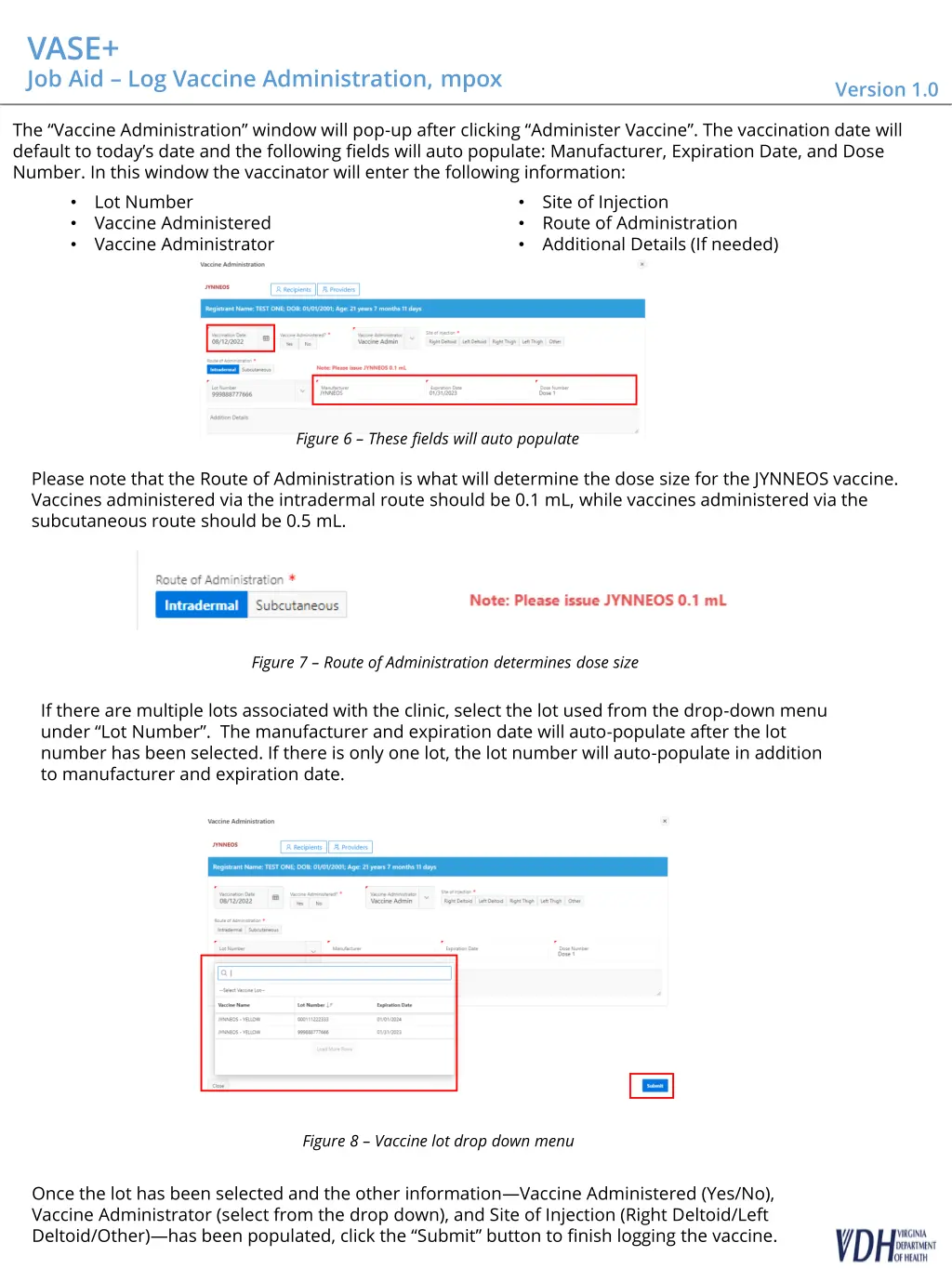 vase job aid log vaccine administration mpox 2