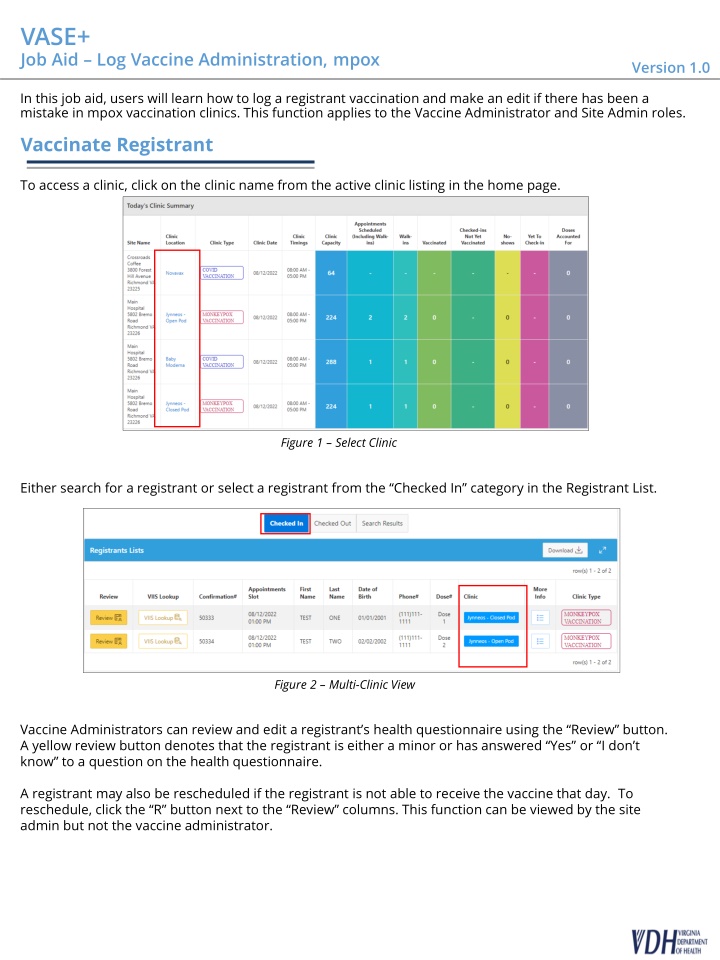 vase job aid log vaccine administration mpox