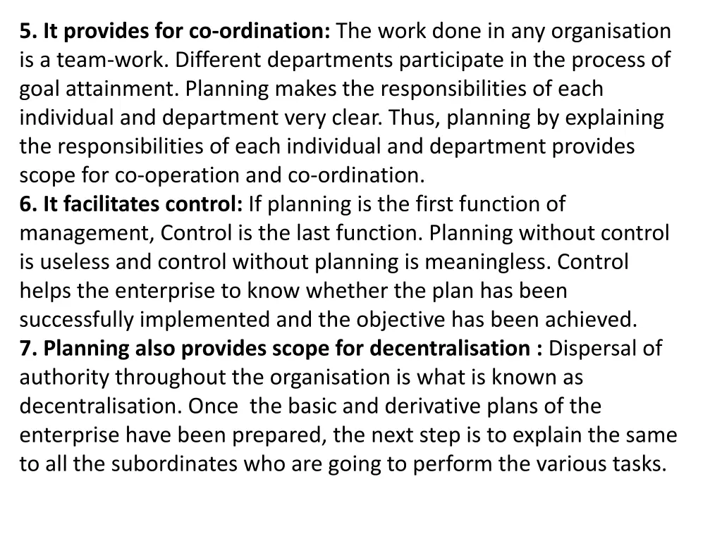 5 it provides for co ordination the work done