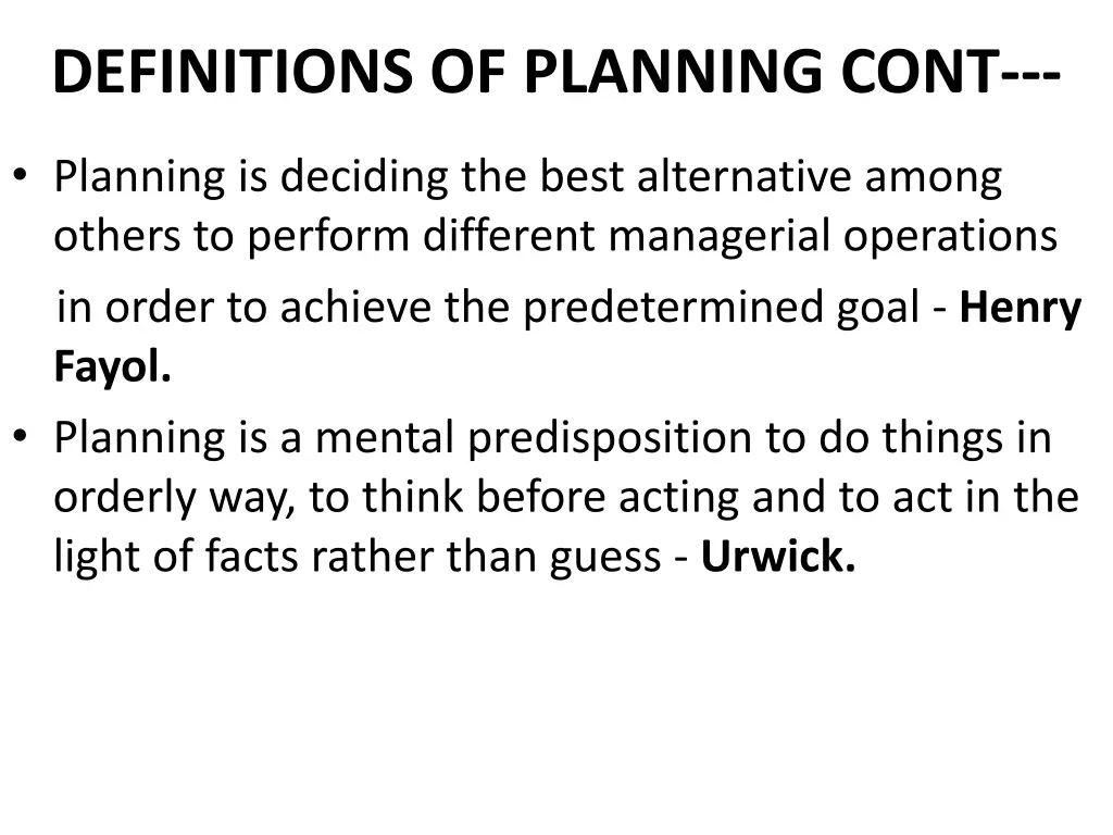 definitions of planning cont