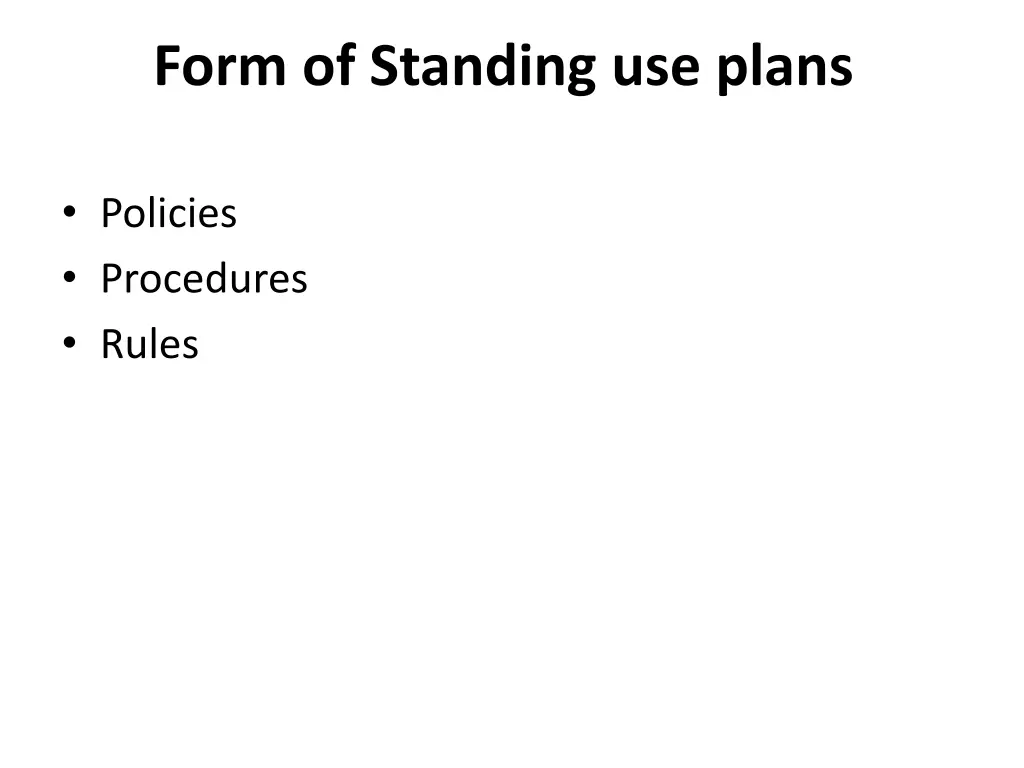 form of standing use plans