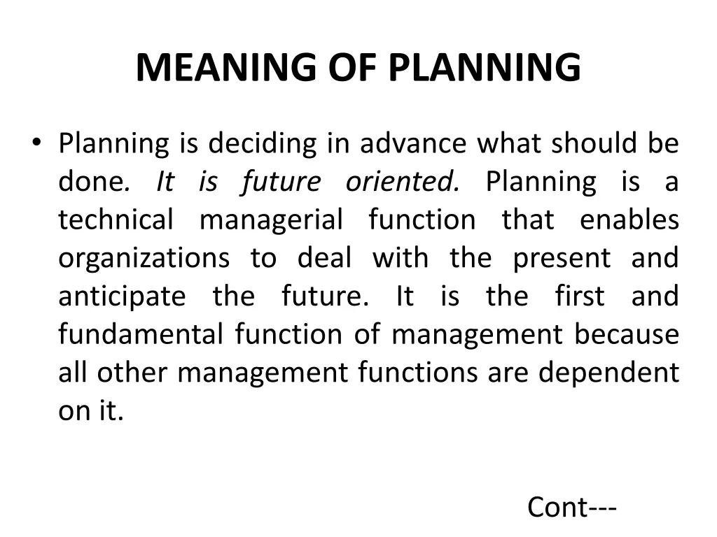 meaning of planning