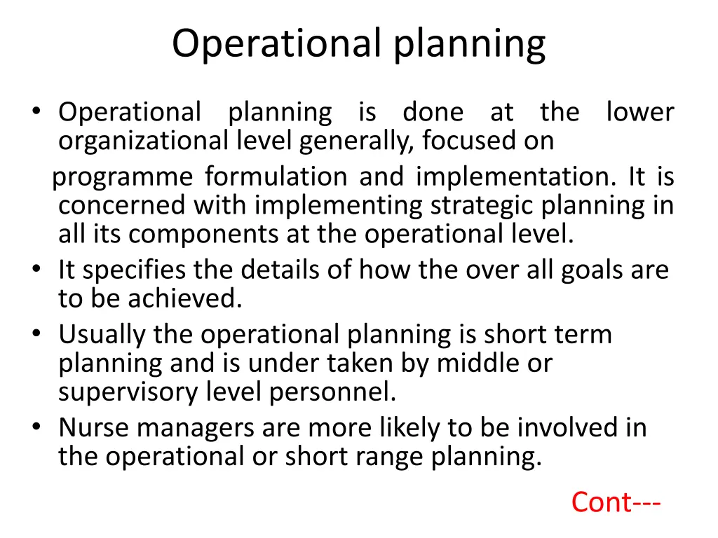 operational planning