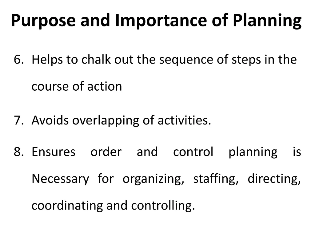 purpose and importance of planning 1