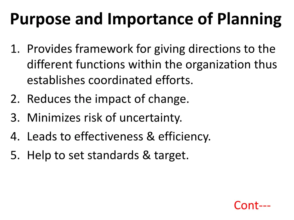 purpose and importance of planning