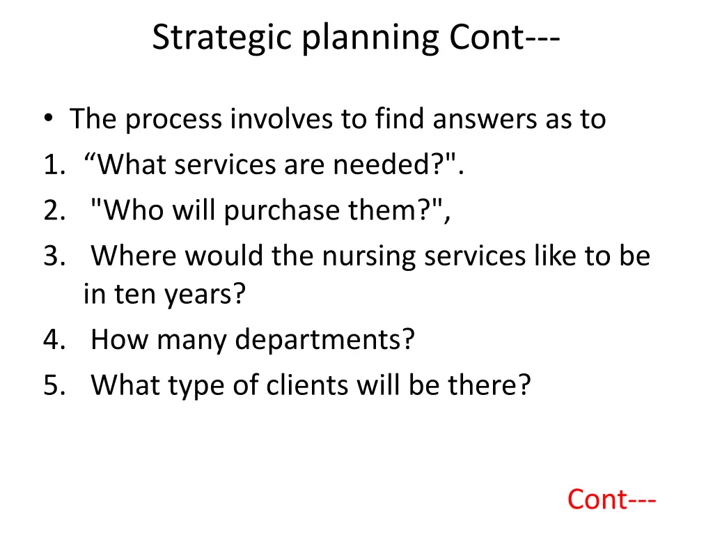 strategic planning cont